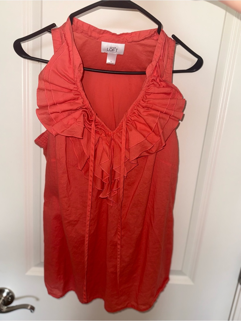 LOFT Coral Ruffle V-Neck Sleeveless Camisole